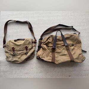 J.Crew Abingdon brown canvas  weekender duffel bag & matching messenger leather